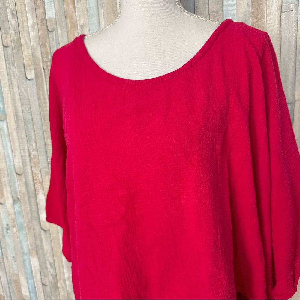Oh My Gauze 1 S M Red Gauzy Cotton Layered Twins Top Blouse Boho Lagenlook - Picture 4 of 8